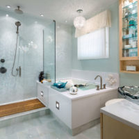 Spacious bathroom design with shower