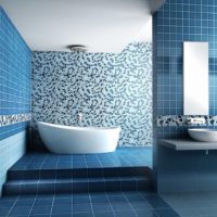 Shades of blue in the design of the bathroom