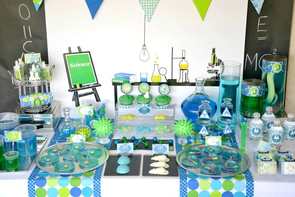 Decoration of the festive table for the young chemist's birthday