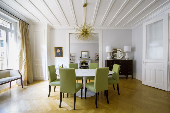 Salon design avec chaises olive