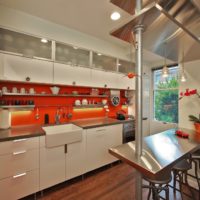 Orange apron in kitchen design