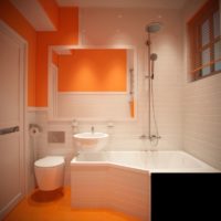 White orange and black colors in the design of the bathroom