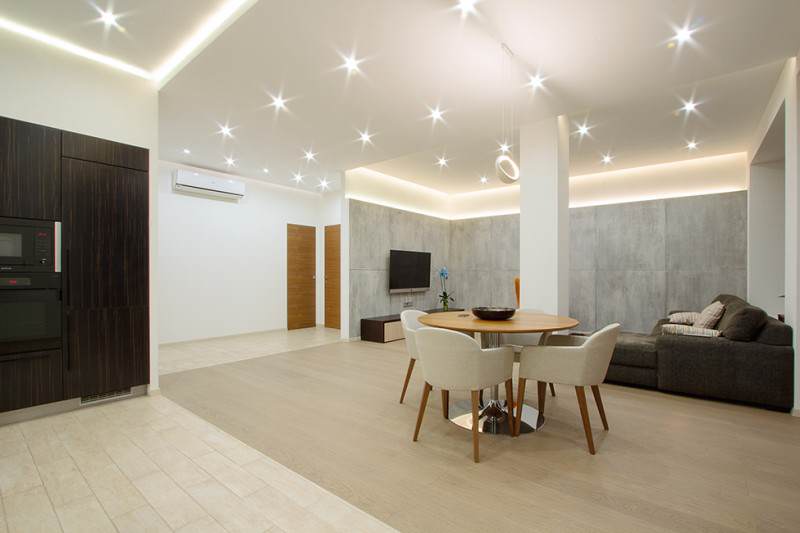 Lighting design in a modern living room