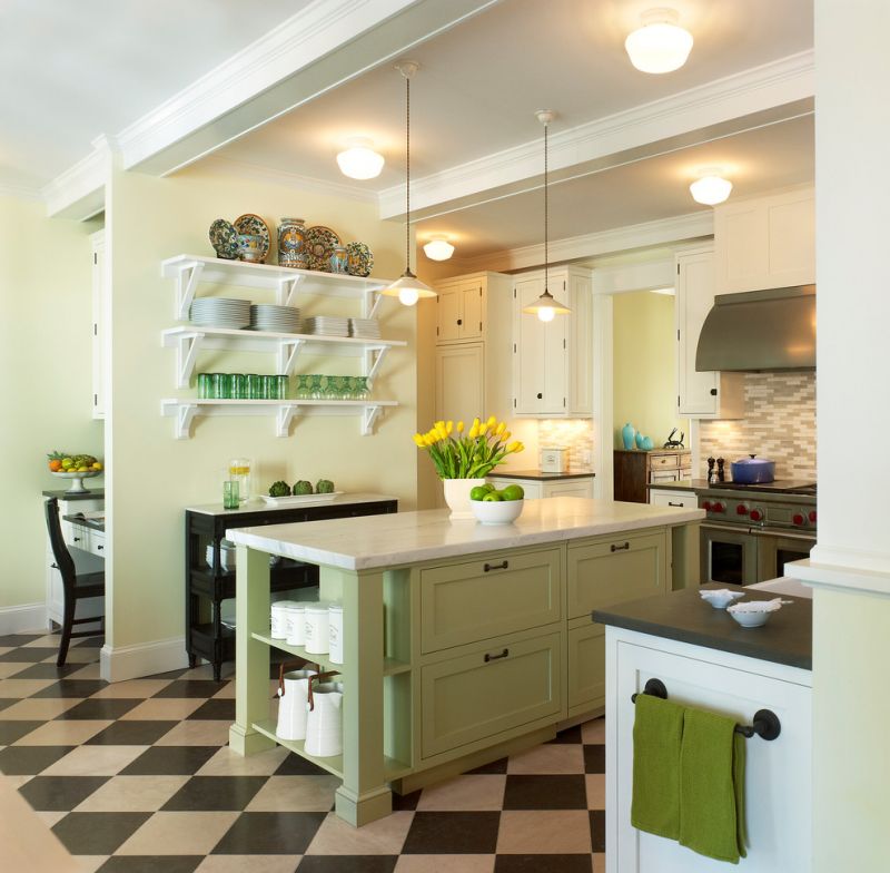 Interior of the kitchen in olive tones