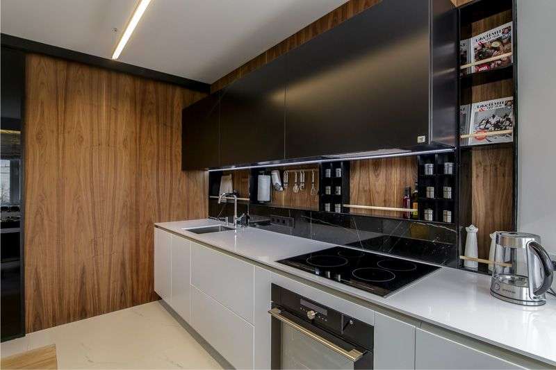 MDF panels in the interior of the kitchen space