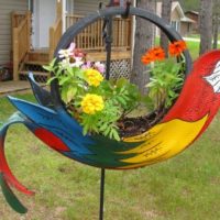 Tire parrot flowerbed
