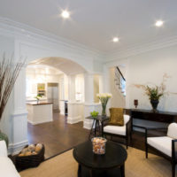 White ceiling with foam moldings