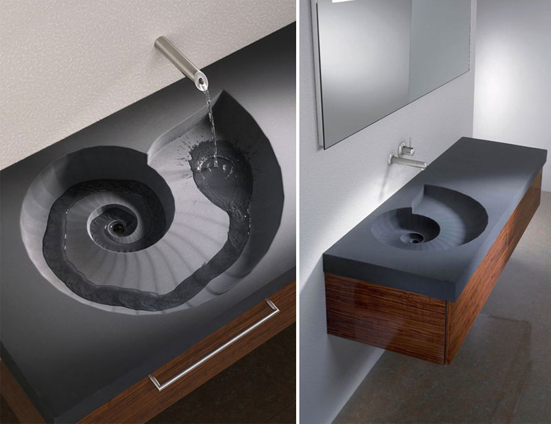 Évier original dans un design inhabituel de salle de bains