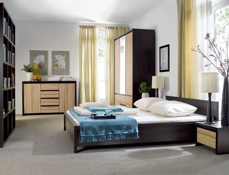 Design of a corner bedroom in a two-room apartment