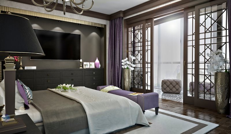 Art Deco bedroom design for male apartment