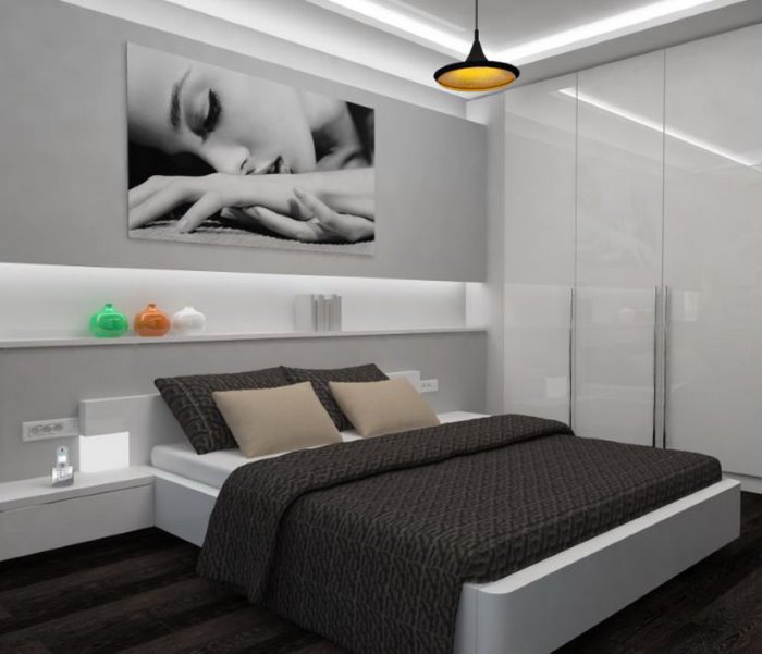 DIY high-tech bedroom interior