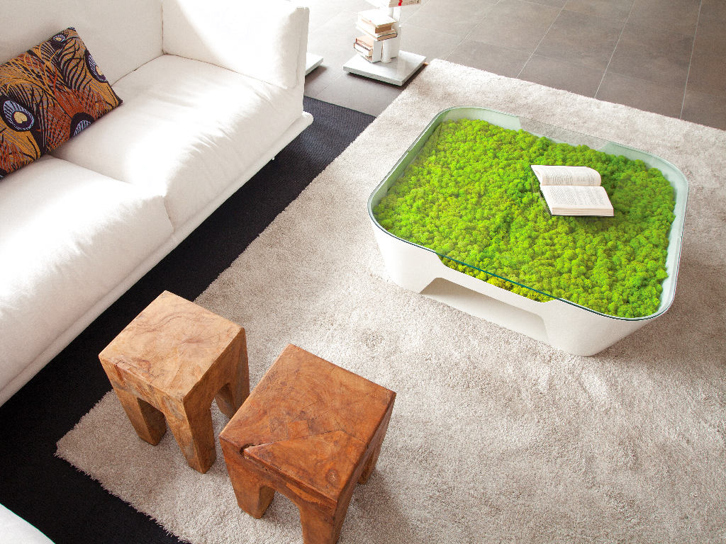 Do-it-yourself moss table decoration