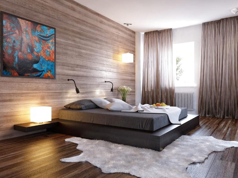 Additional lights in the bedroom design urban paintings