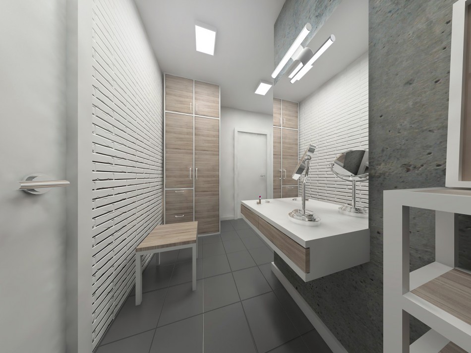 Loft style corridor design in a studio apartment