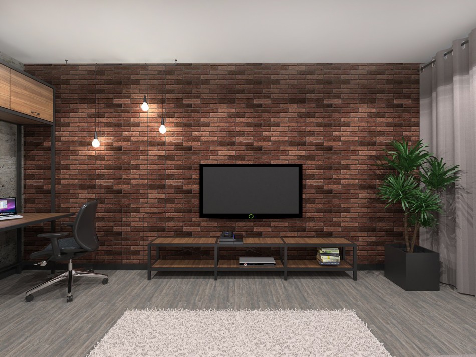 Brick wall in the interior of a studio apartment in the loft style