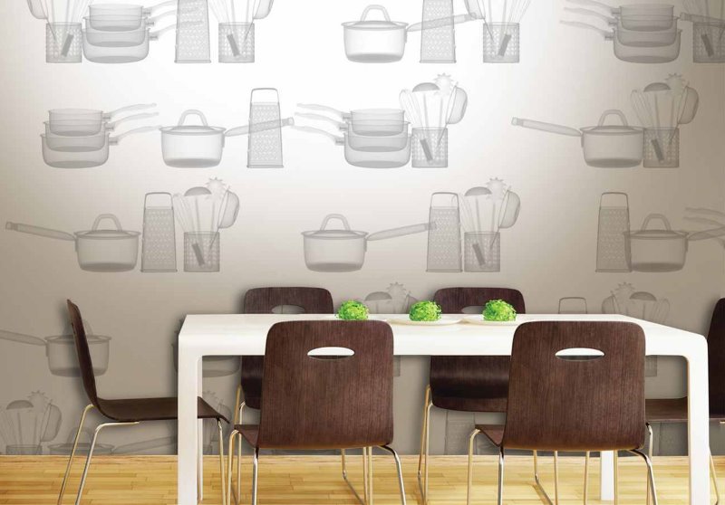 Kitchen wall decoration with foamed vinyl wallpaper