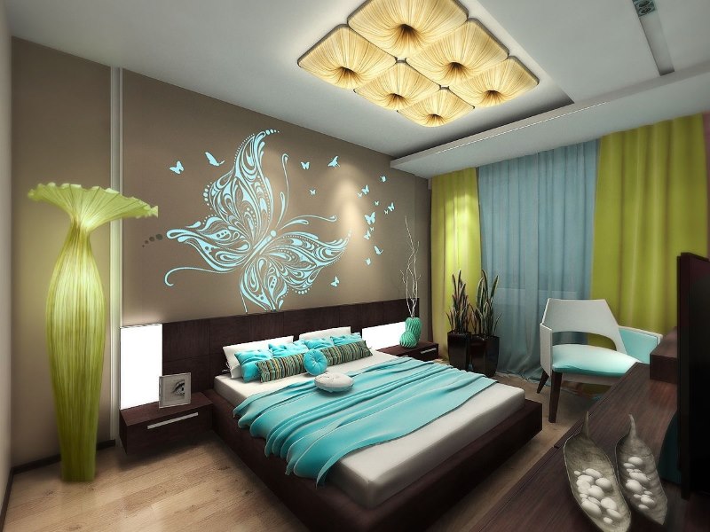 The interior of a beautiful female bedroom in a modern style
