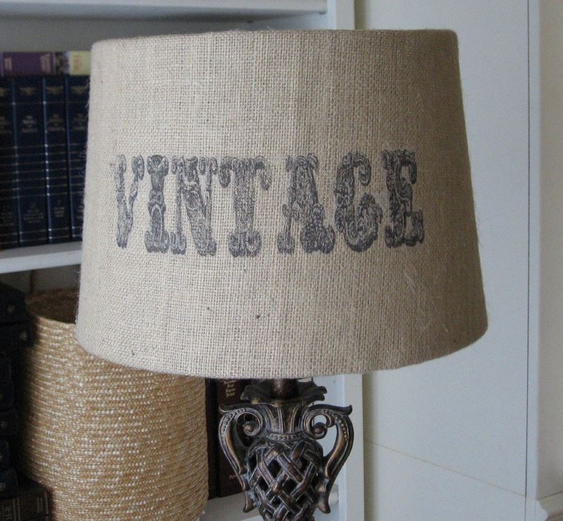 Vintage burlap lampshade for table lamp