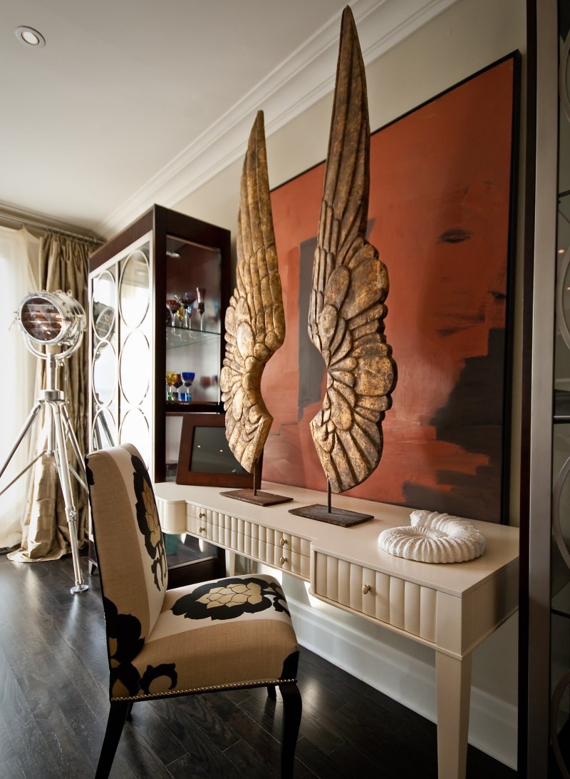 Sculpture in the form of large angel wings as a decor in the loft style