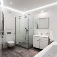 Minimalist white bathroom interior