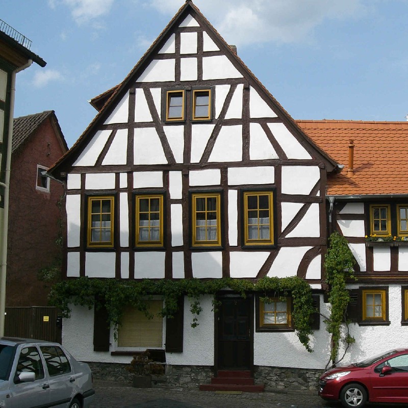 Facade of a half-timbered apartment building