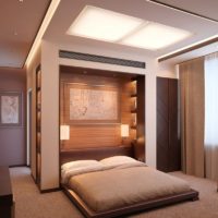 Minimalist bedroom in brown shades.
