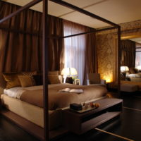 Cozy bedroom in brown shades