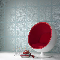 Red and white spherical chair