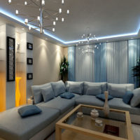 Illuminazione elegante nel soggiorno di una casa privata
