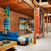 Loft style lounge area interior