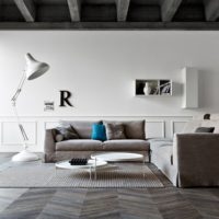 Minimalist style in the interior of the living room