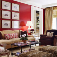 Wall decoration over the sofa in red