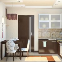 Kitchen design with brown color in the interior