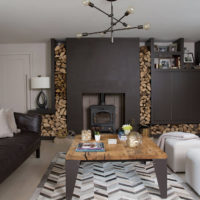 Black color in the interior design of the living room
