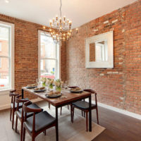 Brick walls in an industrial style living room
