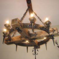 Medieval wooden chandelier