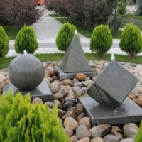 Garden composition of geometric shapes
