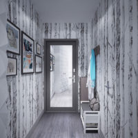 Wallpaper in the interior of an elongated corridor before leaving the house
