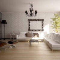 Lampadario nero nel design del soggiorno