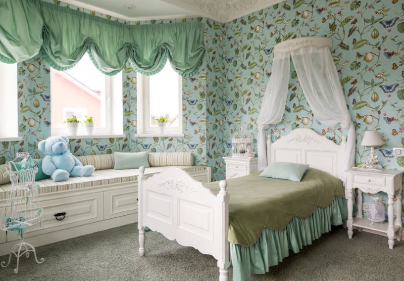 Design of a children's room for a teenage girl in the French style