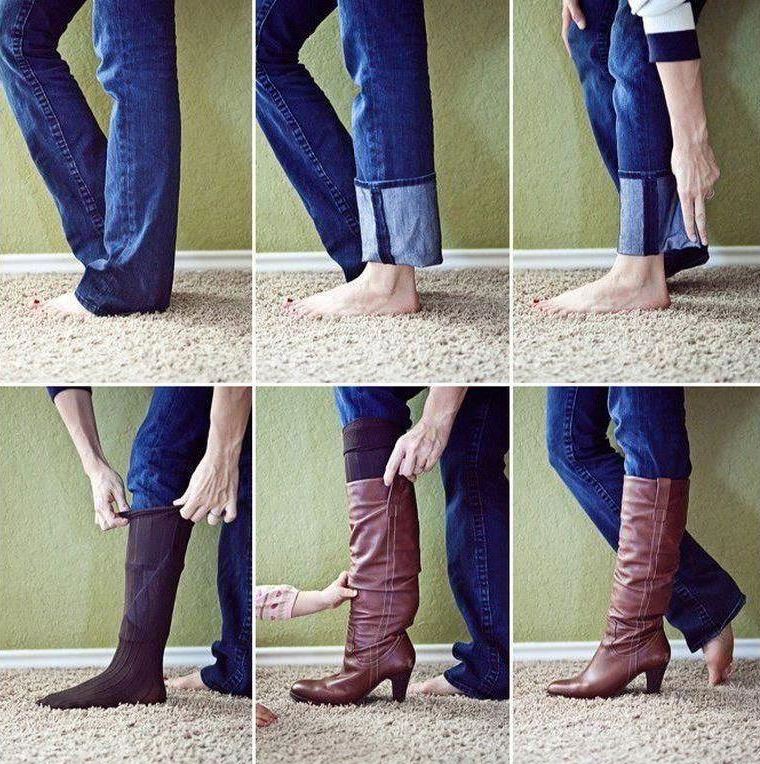Lifehack for dressing jeans in boots