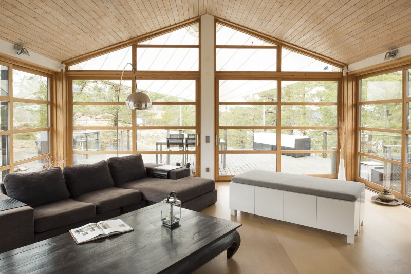 Minimalist living room with panoramic windows