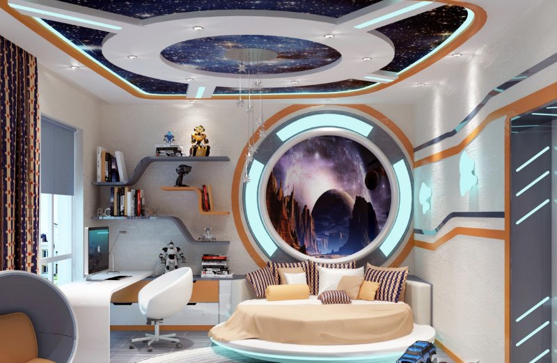 Design of a children's room in space style