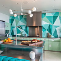 Art Nouveau kitchen with mint colors