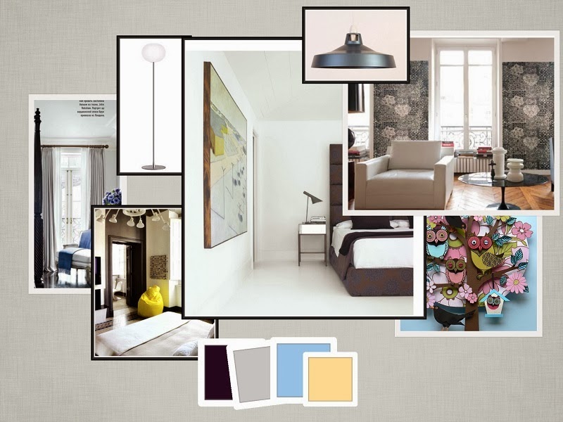 Country house living room interior collage