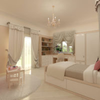The interior of the nursery in beige colors
