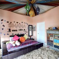 Decorating the ceiling with colorful fabrics