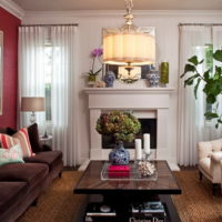 Living room decoration with fresh flowers
