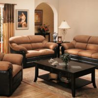 Brown sofa cushions on a black base