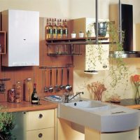 Compact kitchen with boiler on the wall